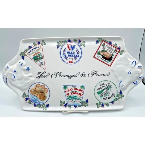 Vintage Revol Porcelain Fromages De France Cheese Platter Tray White 16" x 9" - Picture 2 of 11